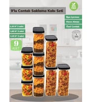 9’lu Contalı Saklama Kabı Seti Sızdırmaz Erzak Kabı Motek Saklama Kabı