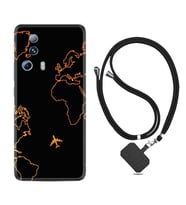 Xiaomi Mi 13 Lite Kılıf Silikon Boyun Askılı İpli Desenli Silikon Harita ve Uçak 1777