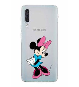 Samsung Galaxy A50   Kamera Korumalı  Kapak Minnie Mouse Tasarımlı  Şeffaf Kılıf