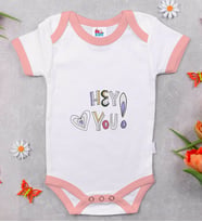 BK Kids Hey You Tasarımlı Pembe Bebek Body Zıbın-1