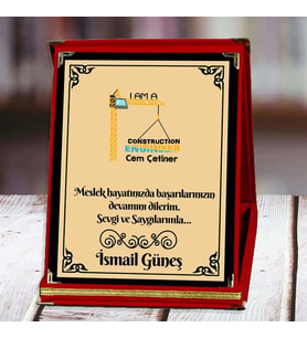 İnşaat Mühendisi Baskılı Plaket (4. Tasarım)  Kişiye Özel (Kırmızı)