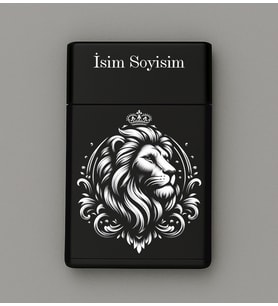 Aslan Desenli Metal Tabaka – Kişiye Özel İsimli Hediyelik M11