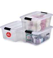 Lexroo 3'lü set istiflenebilir saklama kutusu, klik kilitli – New Top Box NTB-15