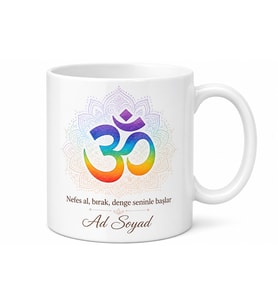 Yoga Meditasyon Çakra Renkleri Om Sembolü Zihinsel Denge Kupa Bardak Hediye