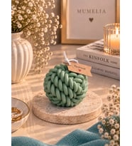 Mumelia Örgü Sıcaklığı - Doğal Soya Dekoratif Blok Mum - Büyük Boy - Yeşil - 2'li