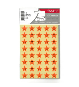TANEX TNX-303 17mm. FLORASAN KIRMIZI GÜLEN YILDIZ STICKER 2'Lİ