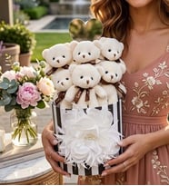 Silindir Kutulu Aynalı Premium Peluş Buket-ayni gun-teslim-hediye-dogum-gunu-sevgiliye-yenidoğan- Anne Bebek Hediye Seti
