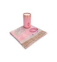 Seccadeli ve İnci Tesbihli Özel Silindir Kutulu Set Pembe