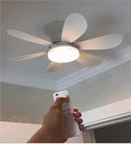 Büyük 30w Led Işıklı 52cm Direk Duya Kolay Montajlı Uzaktan Kumandalı Sinek Kovucu Tavan Pervanesi Vantilatörü Aspiratörü