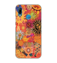 Huawei P20 Lite Uyumlu Vintage Kolaj Desenli Şeffaf Telefon Kılıfı