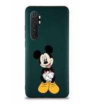 Xiaomi Mi Note 10 Lite Soft Premier Kapak Mickey Mouse-A Tasarımlı Silikon Kılıf - Yeşil (Şeffaf)