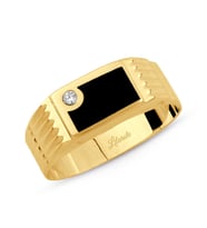 Erkek Taşlı Siyah Mineli Yüzük (Gold)