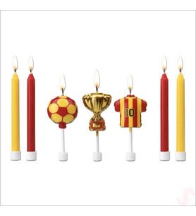 Sarı Kırmızı Futbol Temalı 7 Parça Doğum Günü Mum Seti (STD)