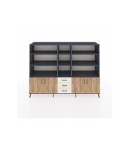 Hyperion Dolap 11 Raflı 3 Çekmeceli 4 Kapaklı 220x44x163 Antrasit-Çam/Aytaşı