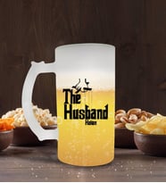 BK Gift Kişiye Özel The Husband Tasarımlı Buzlu Cam Bira Bardağı 50cl-1 (Beyaz)