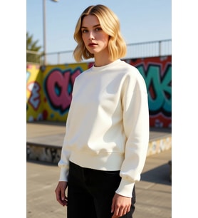 Kadın Bisiklet Yaka Düşük Kol Ottoman Kalıp Örme Sweatshirt Fonksiyonel Dayanıklı Kaliteli