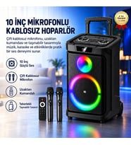 10 İnç Mikrofonlu Kablosuz Hoparlör Kumandalı Taşınabilir Ses Sistemi
