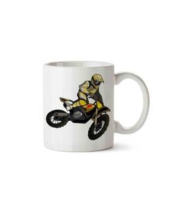 Motocross Motorsiklet Porselen Kupa Bardak