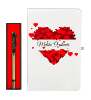 Kişiye Özel Hazırlanmış Sevgiliye Hediye Defter ve Hediye Roller Kalem