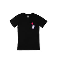 Bolonlu Unicorn Cep Logo Tasarımlı Siyah Tişört