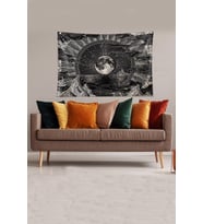 Siyah-Beyaz Ay New Moon Leke Tutmaz Kadife Kumaş Duvar Örtüsü Duvar Halısı Tapestry