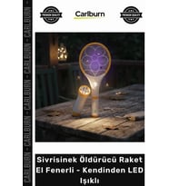 Özel Üretim Şarjlı Güçlü Kaliteli Sivrisinek Öldürücü Raket El Fenerli Kendinden LED Işıklı