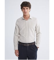 LCW BUSINESS Bej Slim Fit Uzun Kollu Armürlü Erkek Gömlek