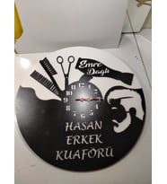 Kuaför Duvar Saati Muhteşem tasaım 3+3 mm mdf (kaliteli)