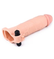 Baş Kısmı 7 Cm Uzatmalı Gerçek Ten Dokusunda Damarlı Güçlü Titreşimli Penis Kılıfı