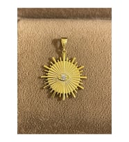 925 Ayar Gümüş Gold Renk Güneş Kolye Ucu