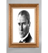 EV İŞYERİ OFİS İÇİN ALTIN ÇERÇEVELİ PASPARTULU ATATÜRK TABLO S555