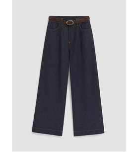 LCW Kids İndigo Wideleg Kız Çocuk Kemerli Jean Pantolon