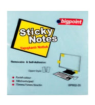 Bigpoint Yapışkanlı Not Kağıdı 75x75mm Mavi x 12 Adet