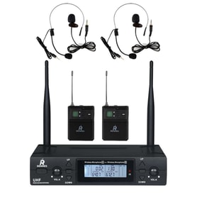 Rennes RM-900HH UHF 2x100 Kanal Çiftli Kablosuz Yaka ve Headset Mikrofonu Çift Anten LCD Ekran