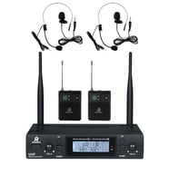 Rennes RM-900HH UHF 2x100 Kanal Çiftli Kablosuz Yaka ve Headset Mikrofonu Çift Anten LCD Ekran