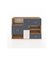 Kronos Dolap 9 Raflı 4 Çekmeceli 8 Kapaklı 220x59x163 Çam-Antrasit/Aytaşı