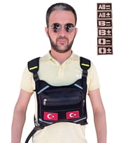 Motorcu Göğüs Çantası Reflektörlü Su Geçirmez Kan Grubu Seçenekli