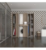 Kenzlife çamaşır-kurutma makinesi dolabı ve giysi dolabı çekmeceli ebuzer sağ raf crd 187*160*60  banyo (Beyaz)