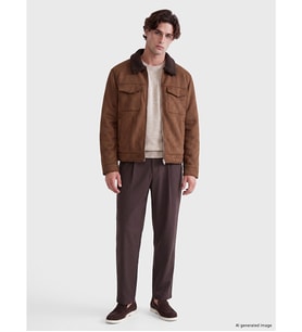 LC WAIKIKI Kahverengi Regular Fit Kürk Yaka Süet Erkek Mont
