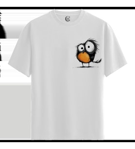 Quirky Owl - %100 Pamuklu Kadın Beyaz Tişört - Premium Quality (Siyah - Beyaz)