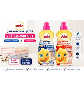 Dalin Çamaşır Yumuşatıcı 1500 ML 2 Li Karma Set – Bulut Hafifliği + Gün Işığı 3 Litre Hipoalerjenik