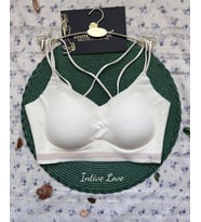 Mira Dikişsiz Hafif Dolgulu Çift Askılı Kopçasız Rahat Bralet/Sütyen/Büstiyer/Spor Sütyeni (Ekru)