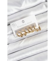 316L Çelik Gold Renk Kadın Küpe Seti - TJ-BKP11222