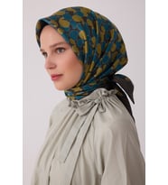 Etnik Desen %100 Twill İpek Eşarp BE22
