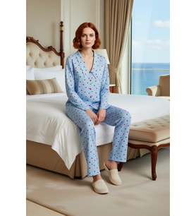 Kadın Çizgili Kalp Baskılı Pijama Takımı Fonksiyonel Dayanıklı Kaliteli Konforlu Estetik Şık