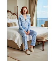 Kadın Çizgili Kalp Baskılı Pijama Takımı Fonksiyonel Dayanıklı Kaliteli Konforlu Estetik Şık