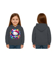 Unisex hello kity  Baskılı Çocuk Swaetshirt  Baskılı Kapüşonlu 3 İplik Şardonlu (Füme)