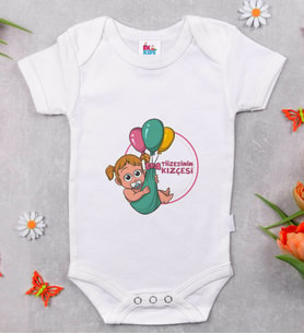 BK Kids Tizesinin Kızçesi Tasarımlı Beyaz Bebek Body Zıbın-1