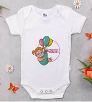 BK Kids Tizesinin Kızçesi Tasarımlı Beyaz Bebek Body Zıbın-1