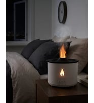 Alev ve Volkan Efektli Ultrasonik Aroma Difüzörü LED Gece Lambalı Hava Nemlendirici